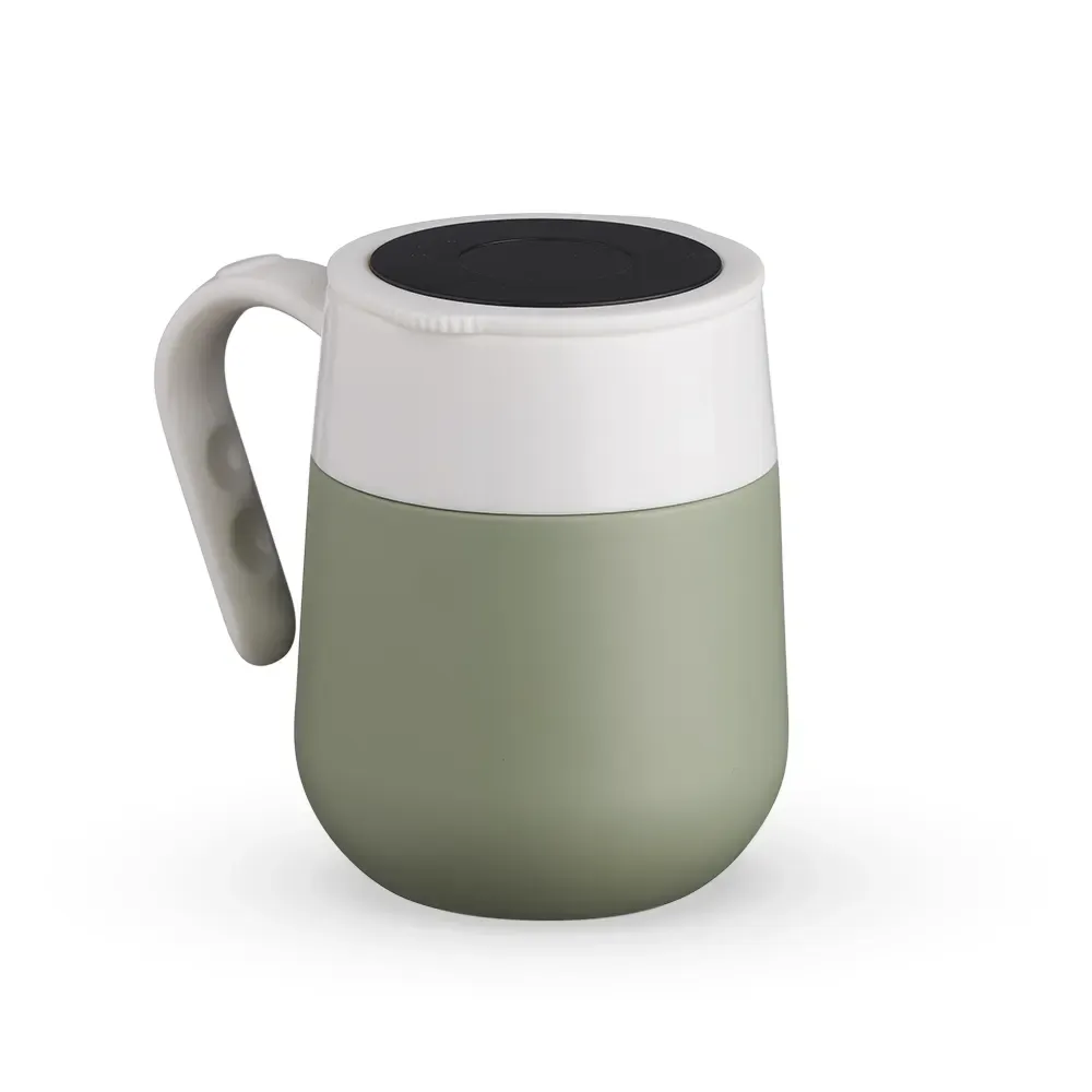 Caneca térmica inox 500ml com display LED verde claro personalizada