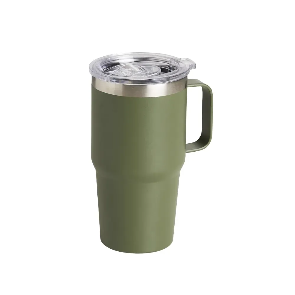 Caneca térmica inox 700ml tampa transparente verde personalizada