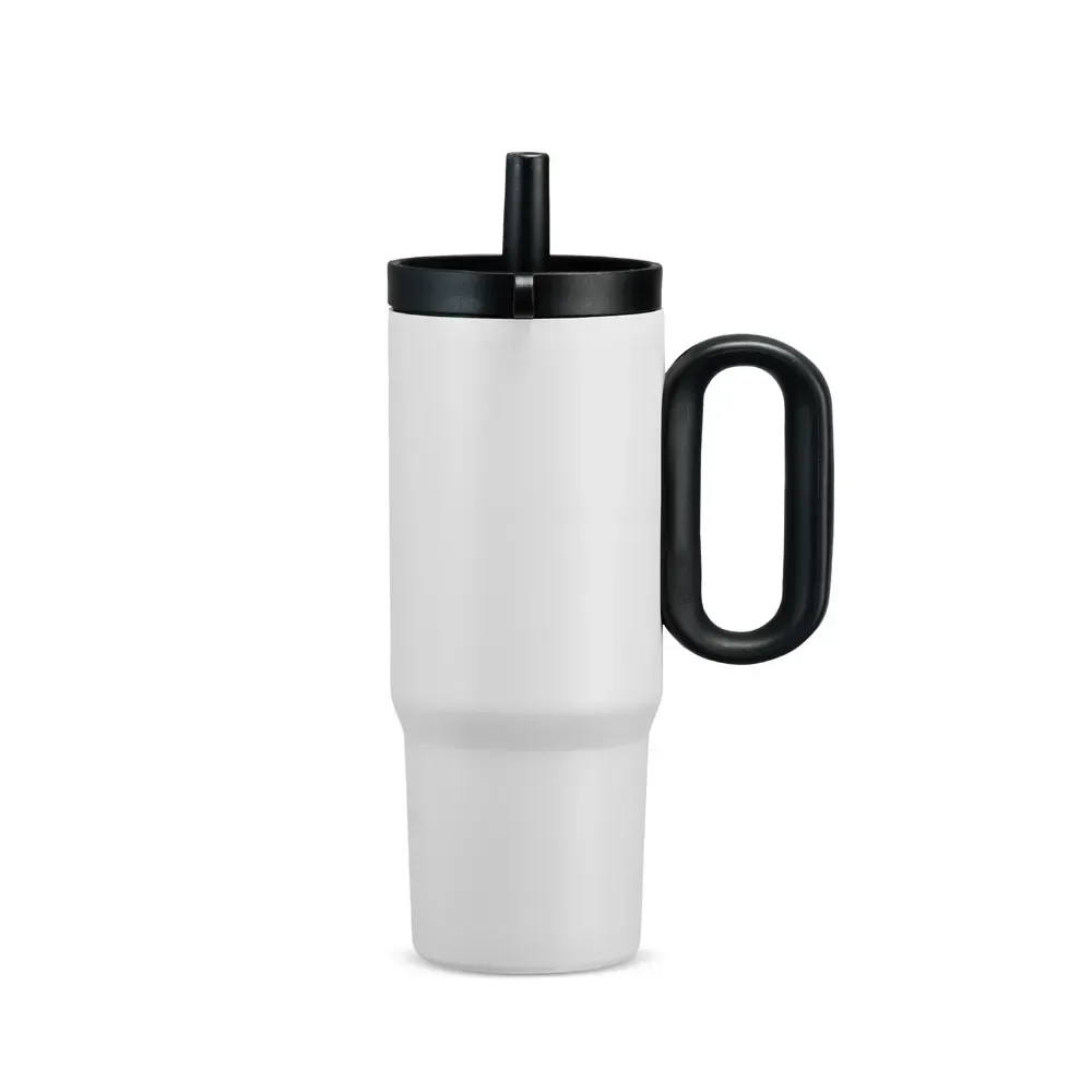 Caneca térmica inox 750ml com infusor branca personalizada