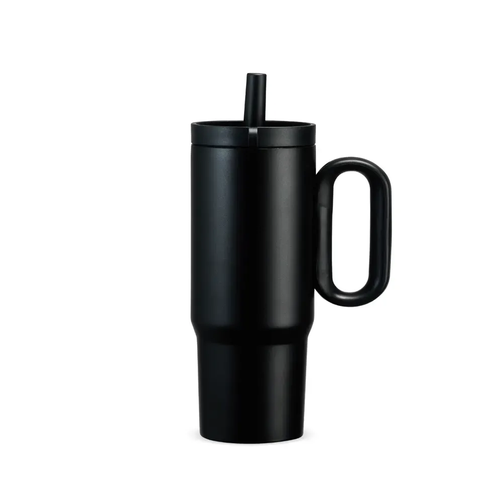 Caneca térmica inox 750ml com infusor preta personalizada