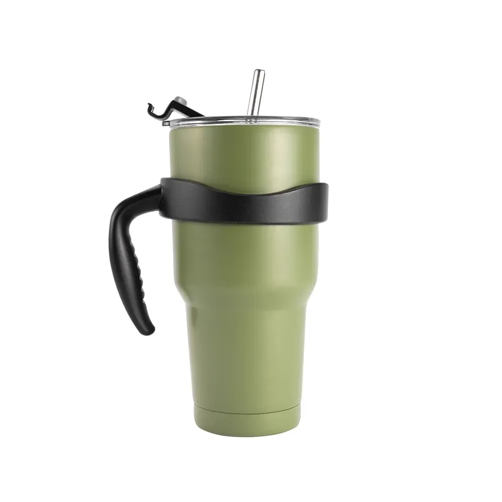 Caneca térmica inox 800ml com escovinha de limpeza verde personalizada