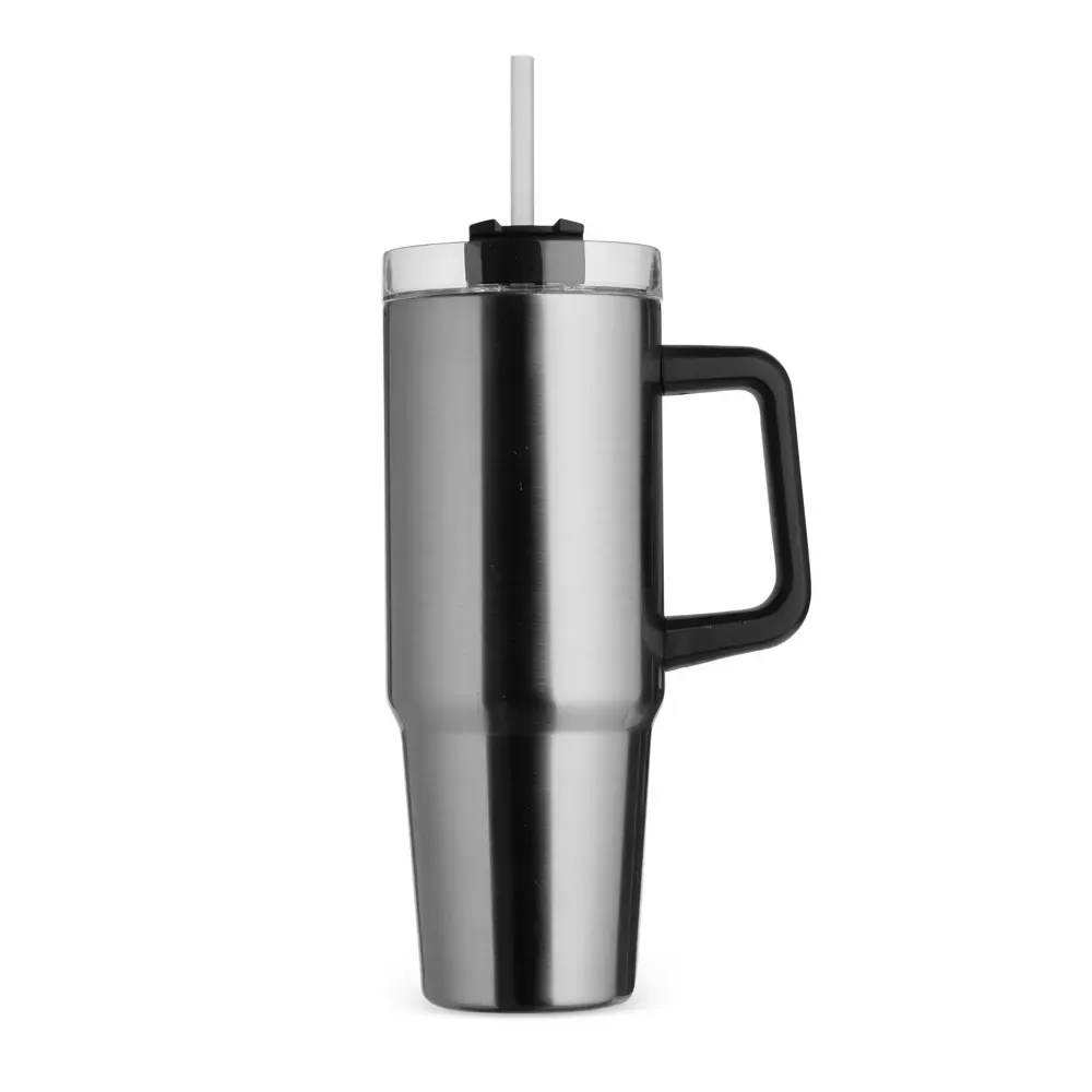 Caneca térmica inox 900ml com canudo cor inox personalizada