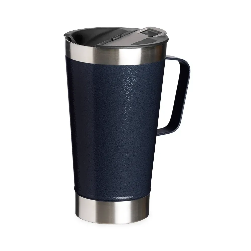 Caneca térmica inox 500ml com abridor azul personalizada