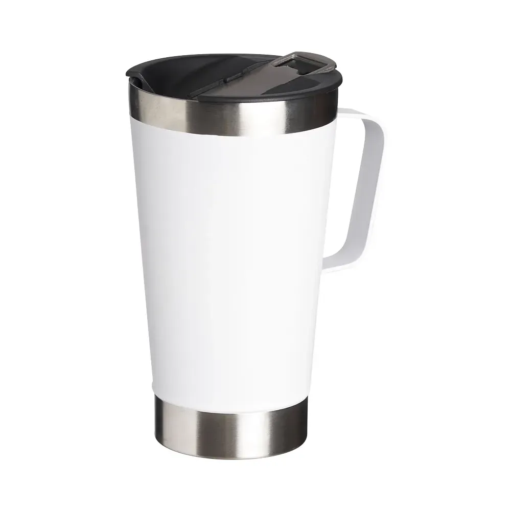 Caneca térmica inox 500ml com abridor branca personalizada