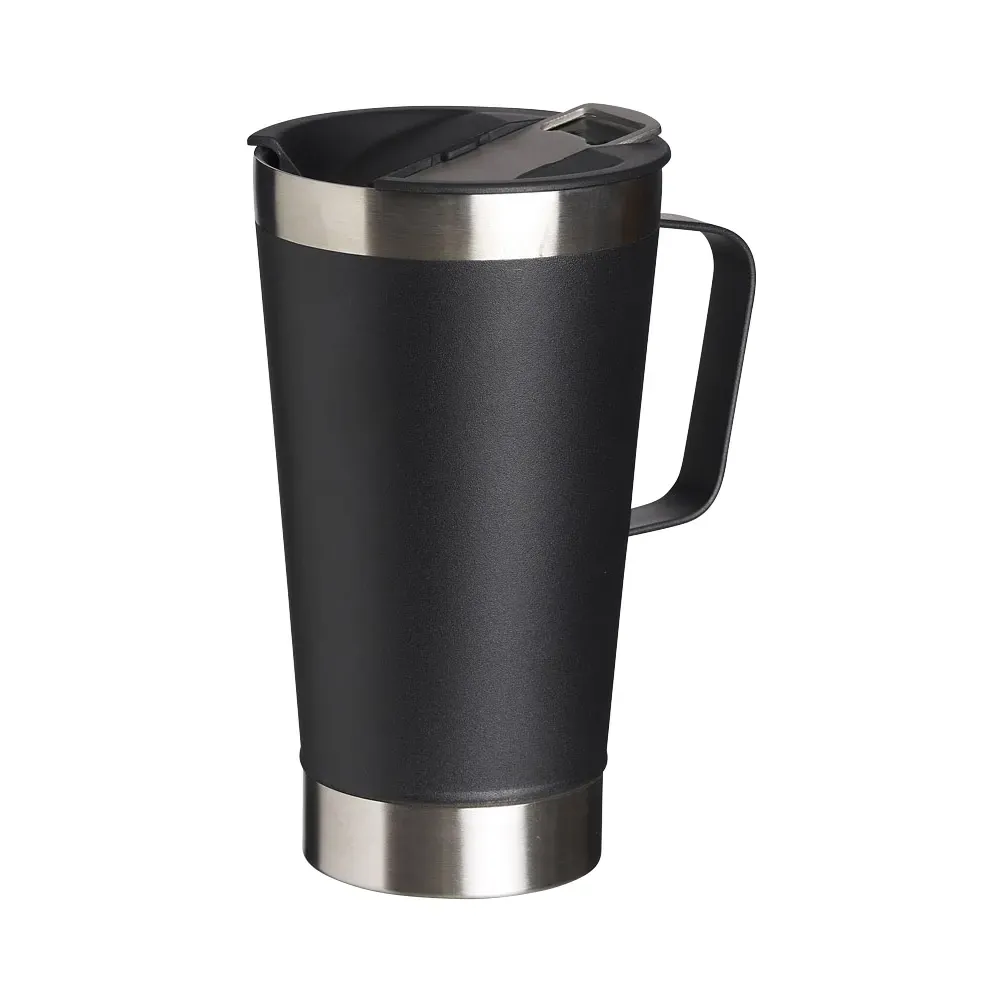 Caneca térmica inox 500ml com abridor preta personalizada