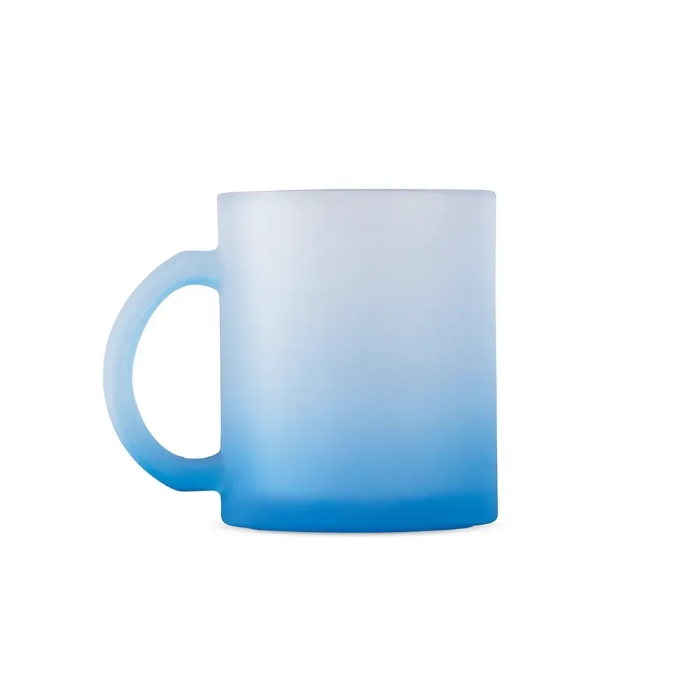 Caneca de vidro 350ml fosco degradê azul personalizada