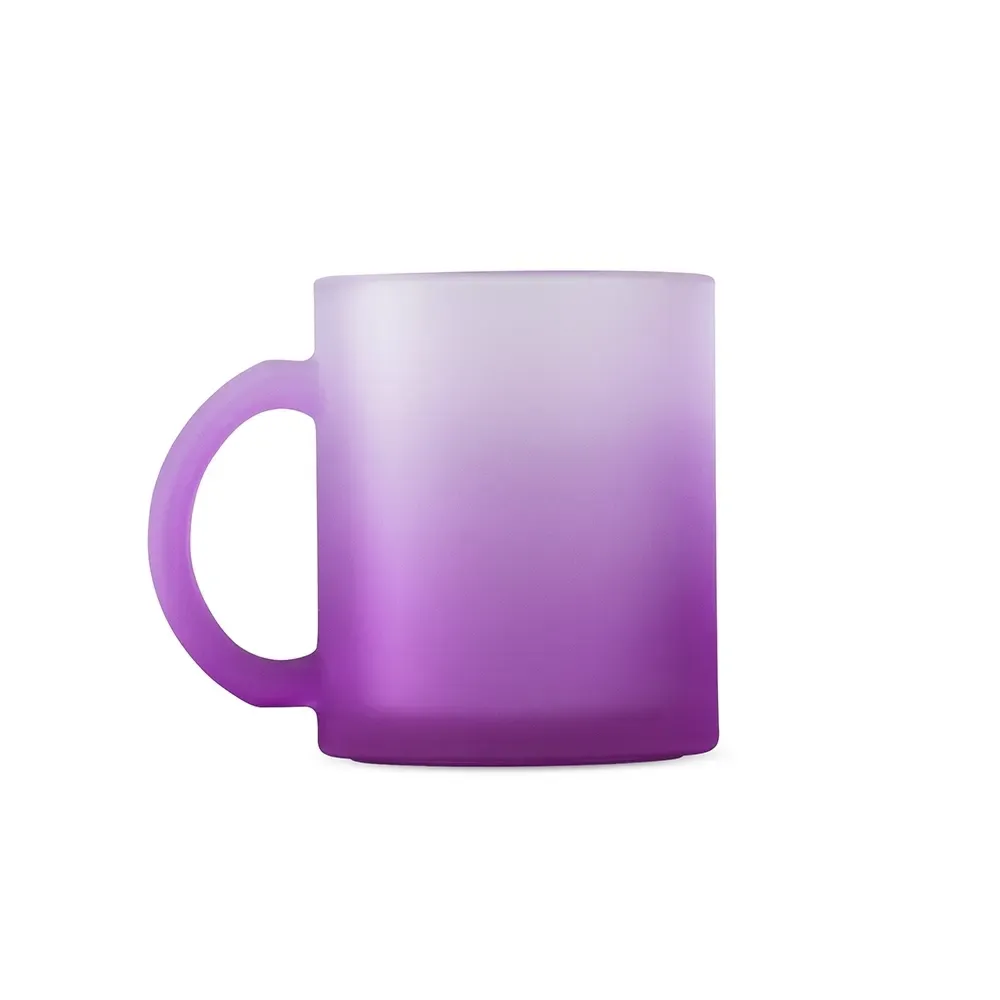 Caneca de vidro 350ml fosco degradê roxa personalizada