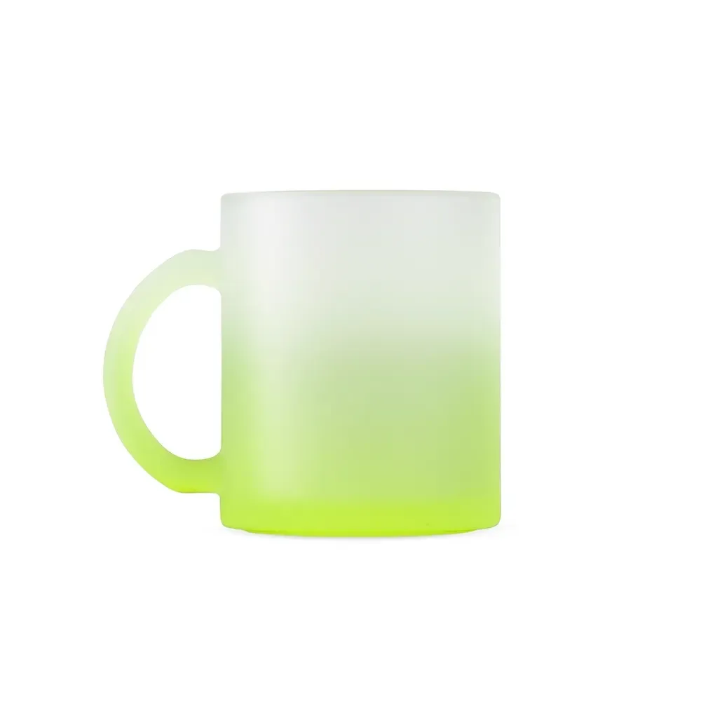 Caneca de vidro 350ml fosco degradê verde claro personalizada