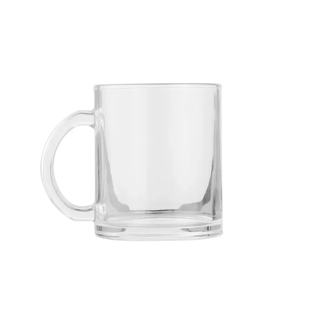 Caneca de vidro 350ml transparente personalizada