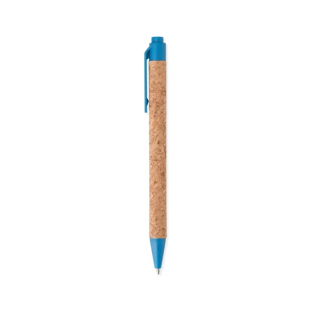 Caneta de cortiça personalizada azul