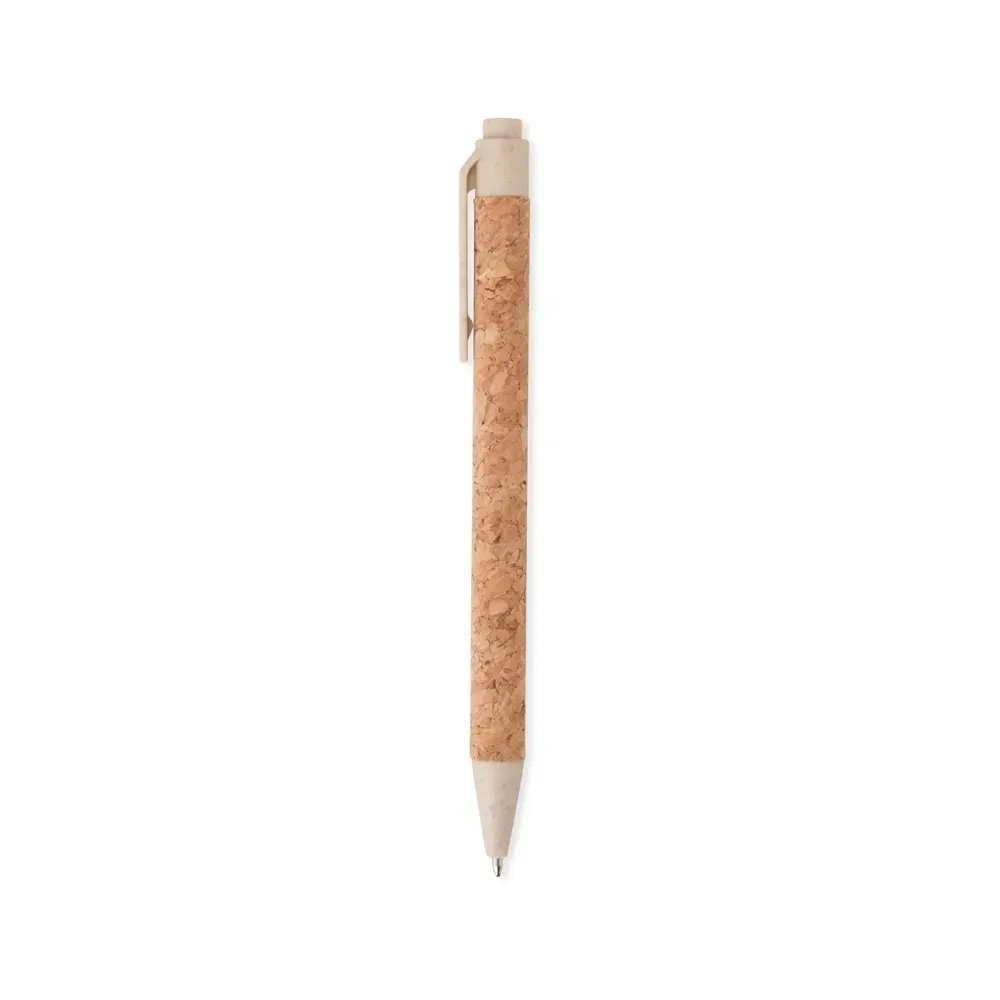 Caneta de cortiça personalizada bege — vista frontal