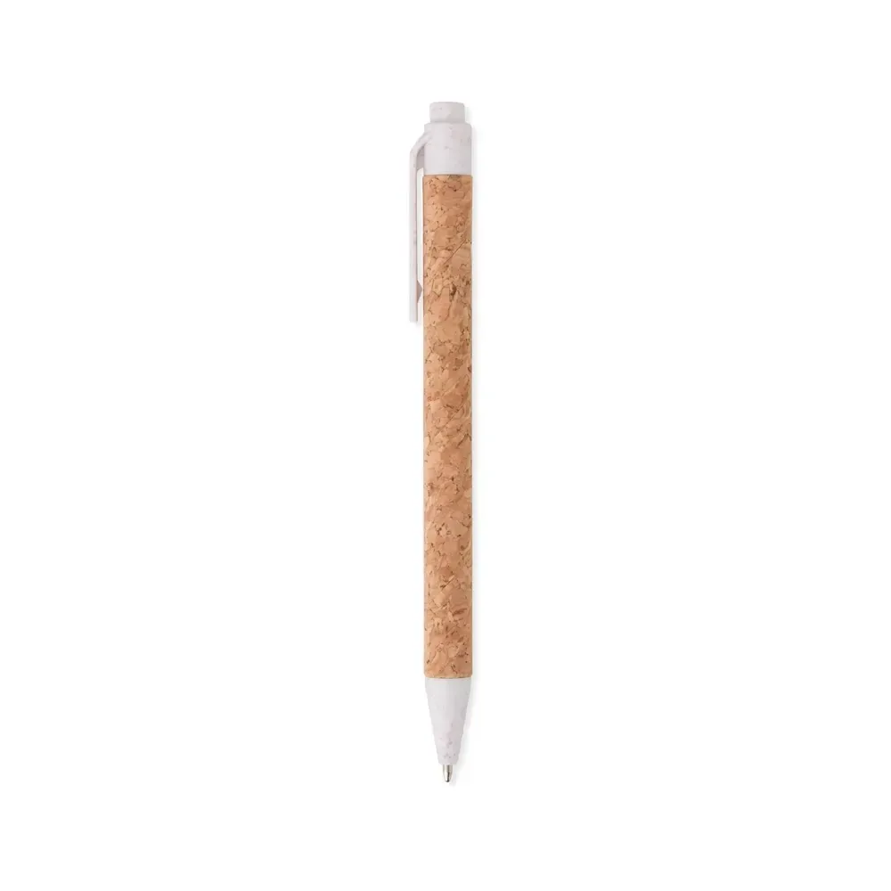 Caneta de cortiça personalizada branca