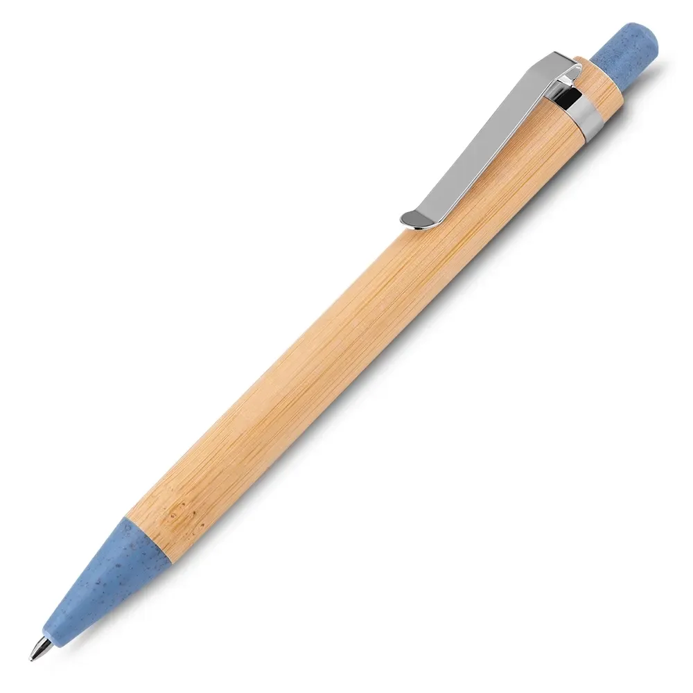 Caneta ecológica de bambu personalizada azul
