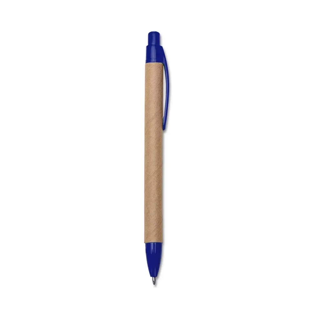 Caneta ecológica de papelão personalizada na cor azul