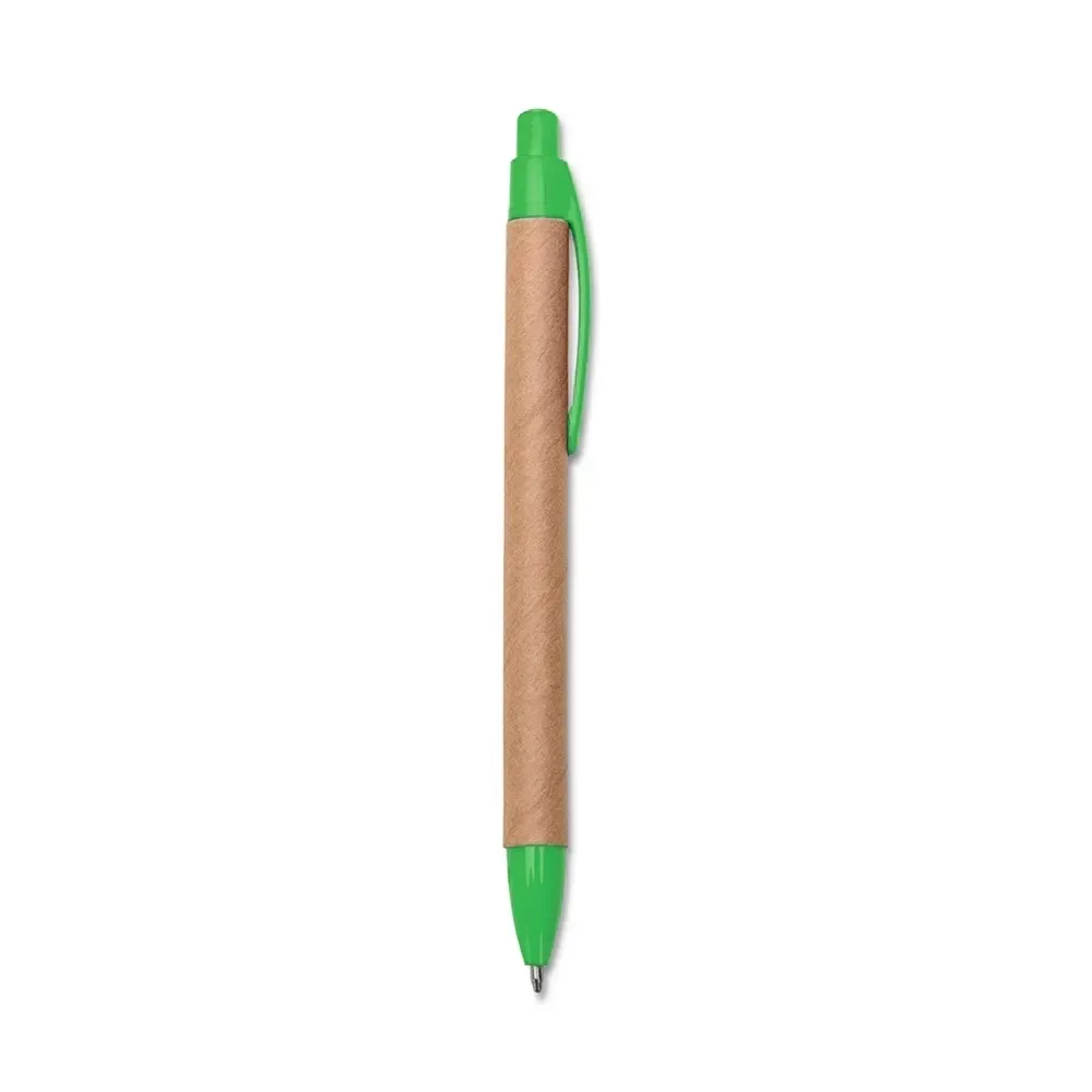 Caneta ecológica de papelão personalizada na cor verde