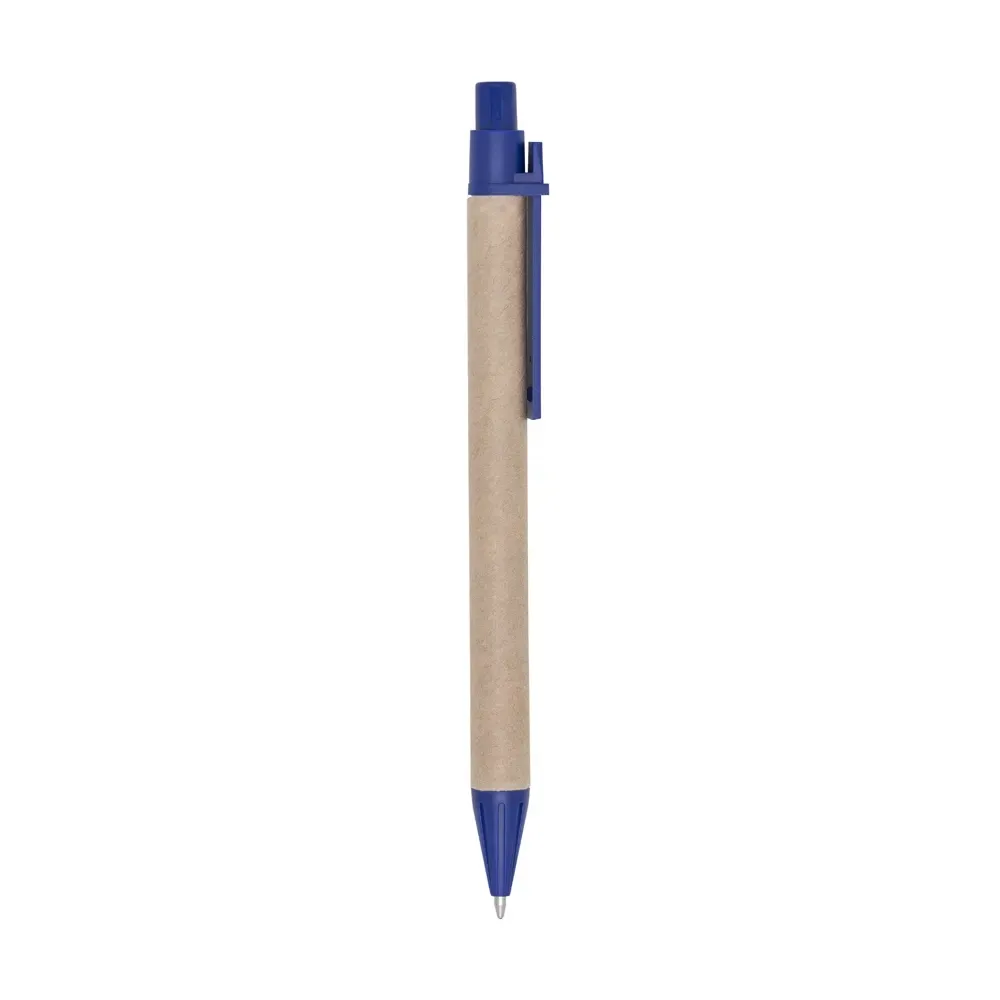 Caneta ecológica de papelão personalizada azul — modelo bege disponível