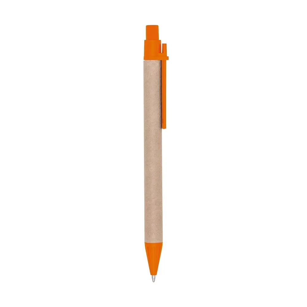Caneta ecológica de papelão personalizada laranja