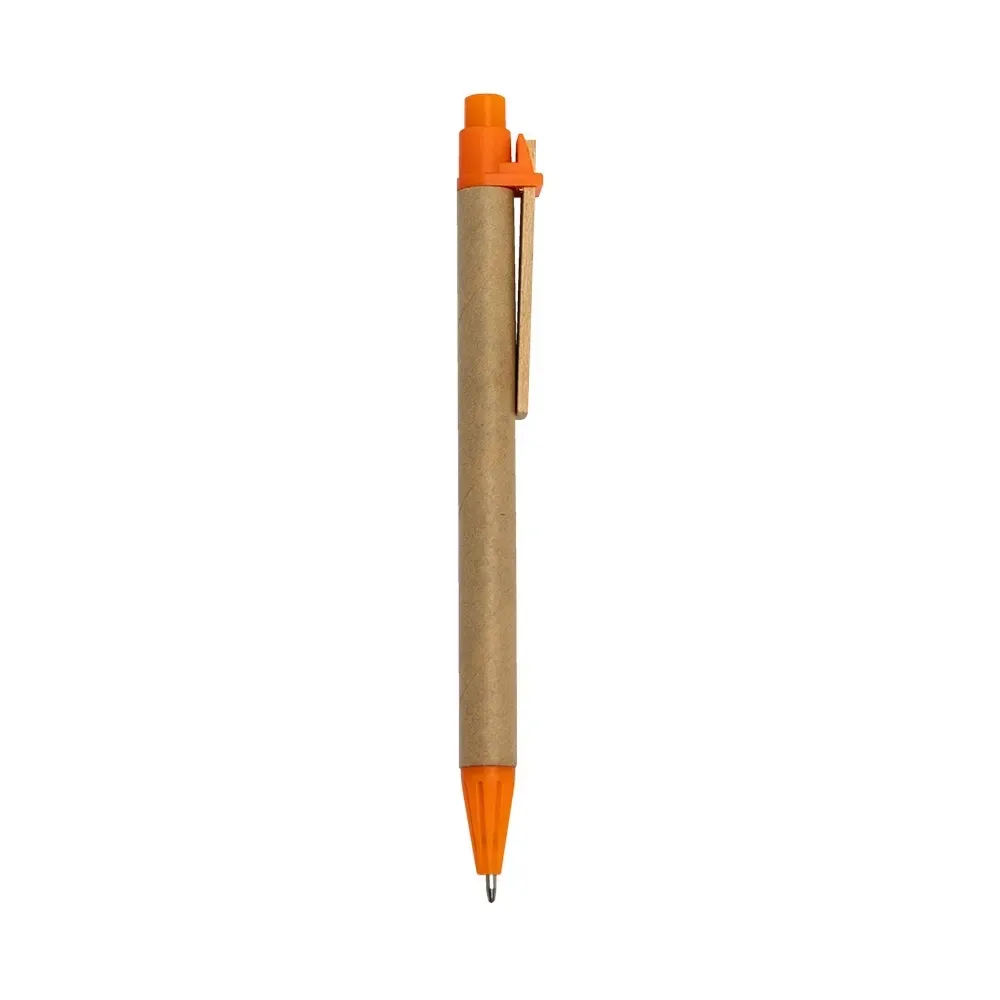 Caneta ecológica de papelão personalizada laranja