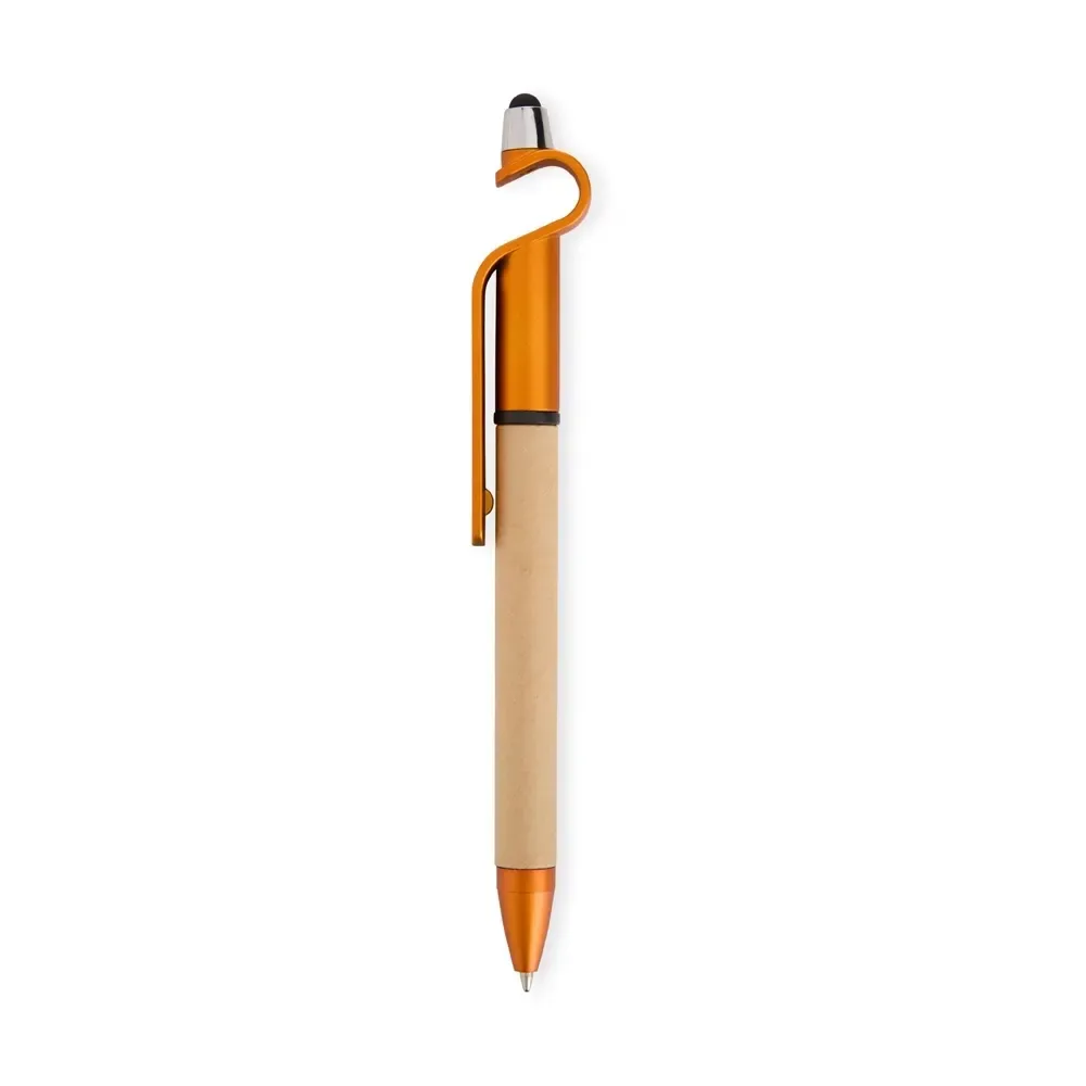 Caneta Ecológica de Papelão Touch com Suporte personalizada laranja