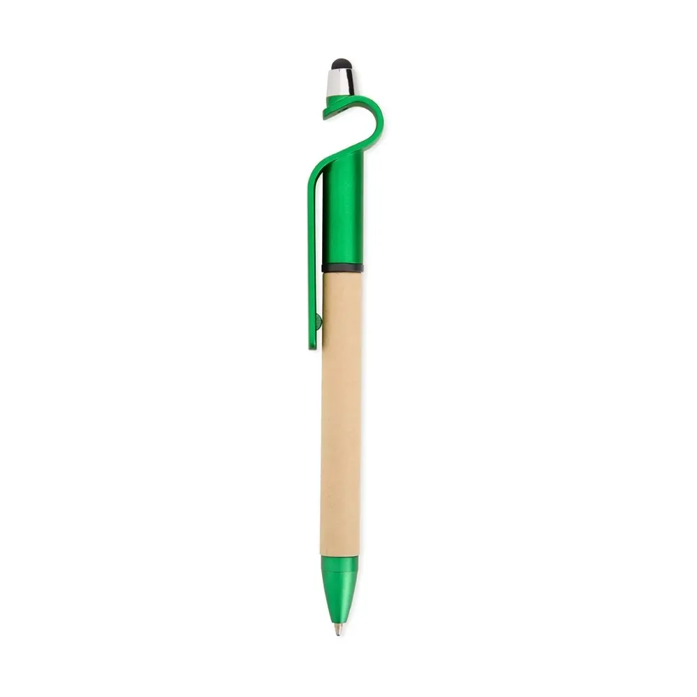 Caneta Ecológica de Papelão Touch com Suporte personalizada verde