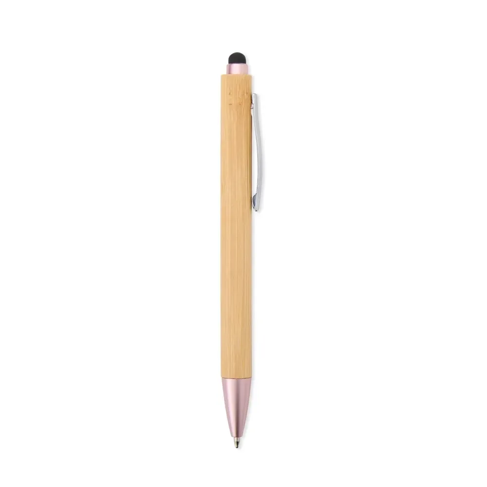 Caneta Ecológica Touch de Bambu personalizada rosa