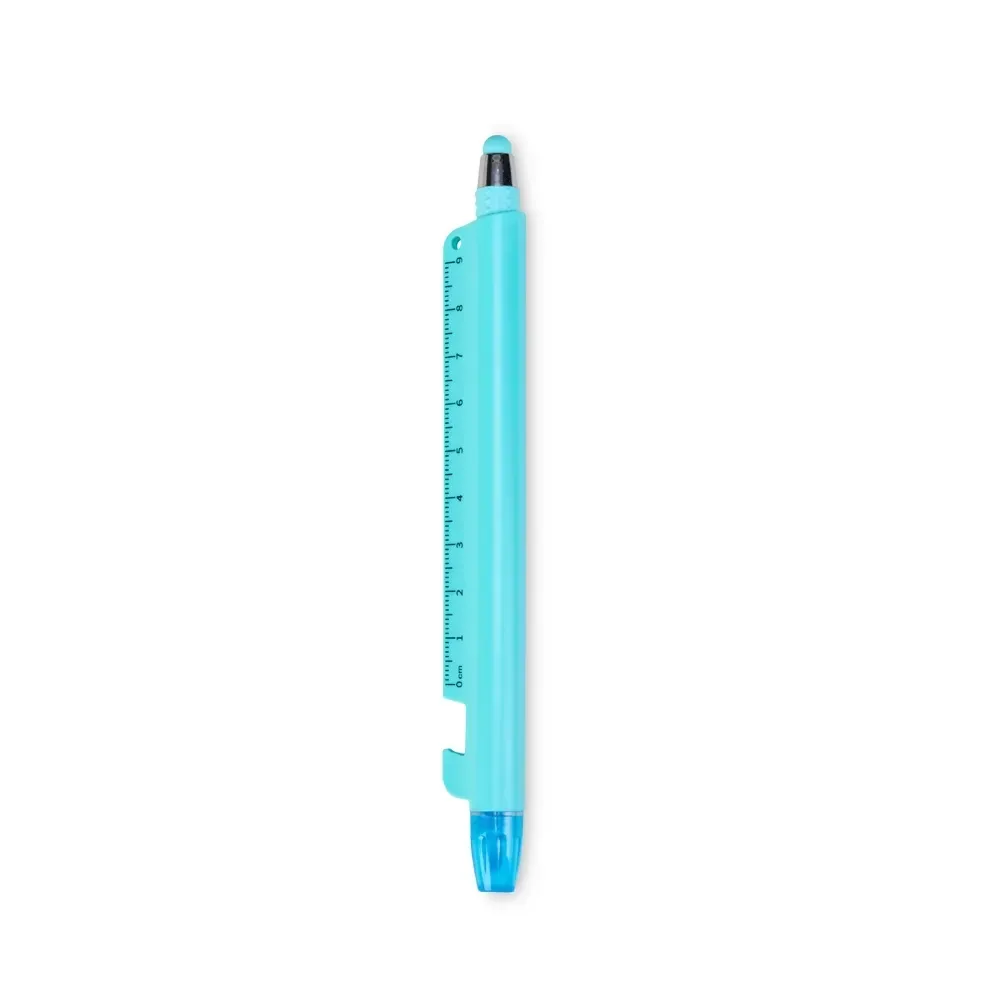 Caneta marca-texto multifunções personalizada azul