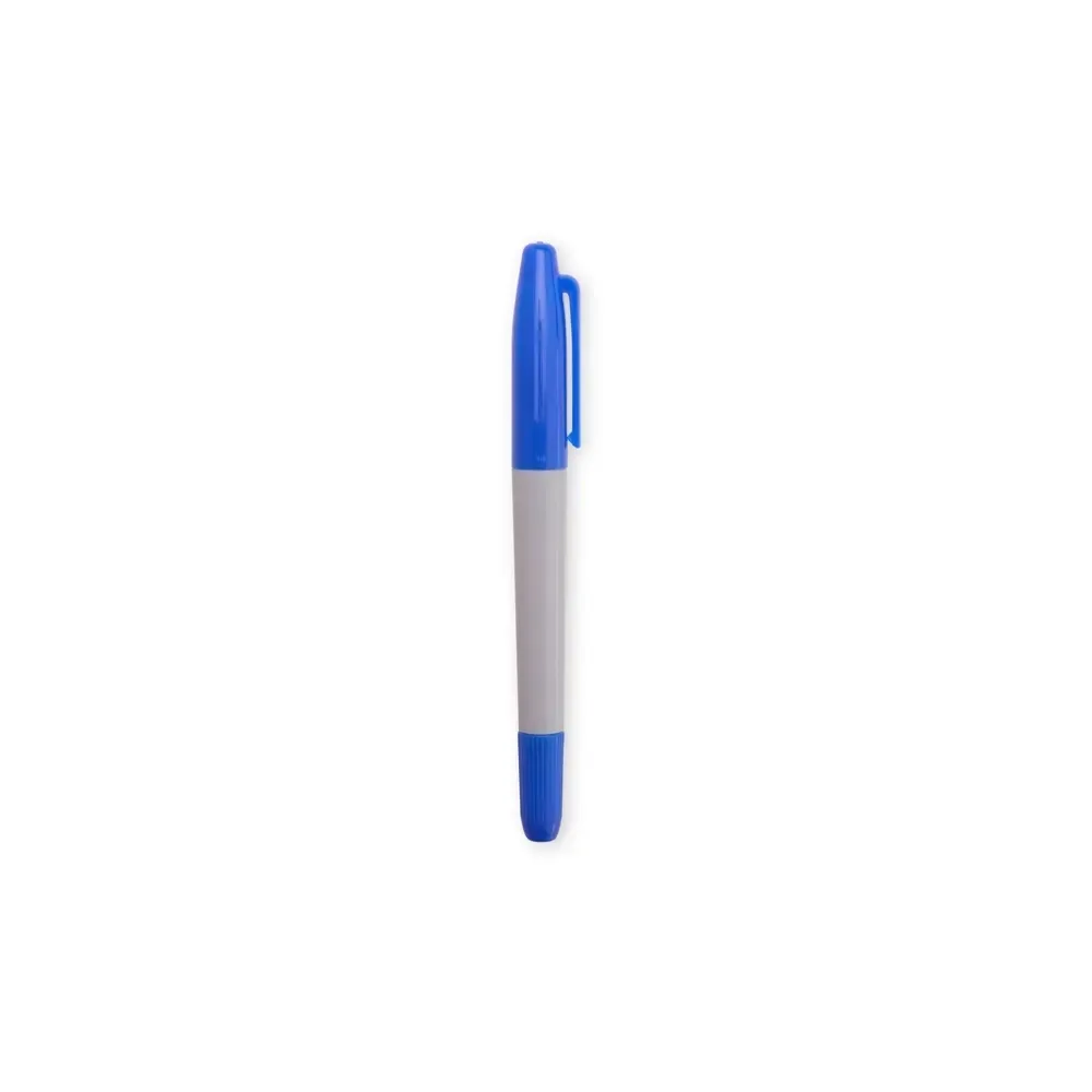 Caneta marcadora personalizada ponta dupla azul