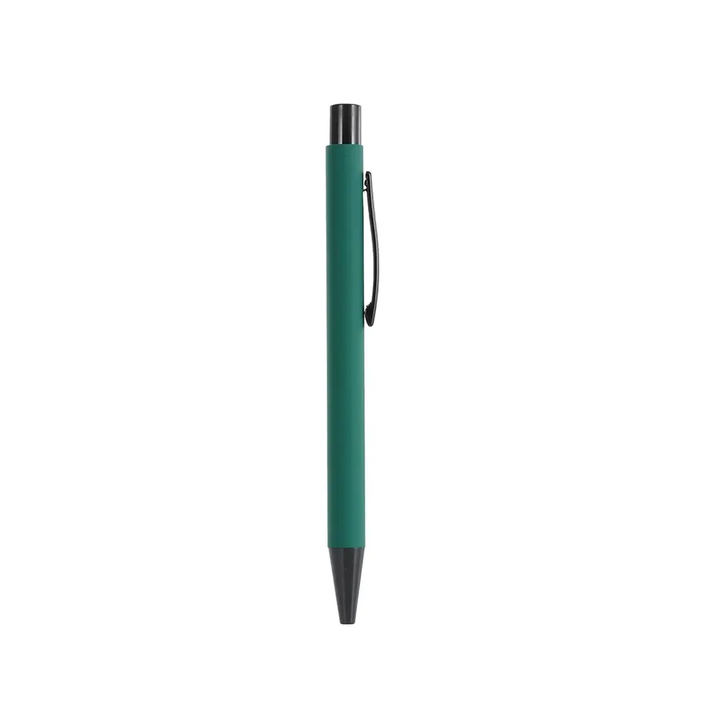 Caneta metal personalizada com acabamento emborrachado verde