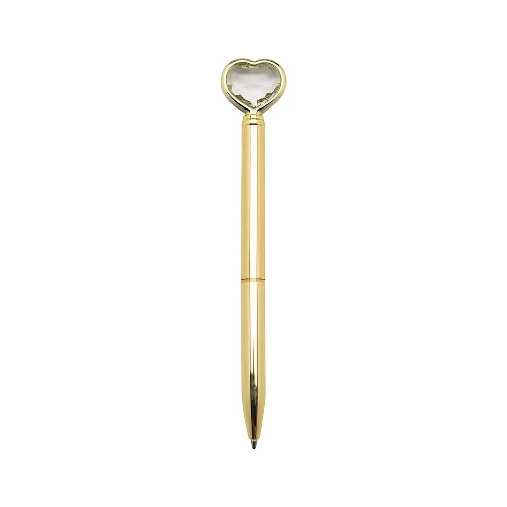 Caneta Metal Coração Diamante personalizada dourada