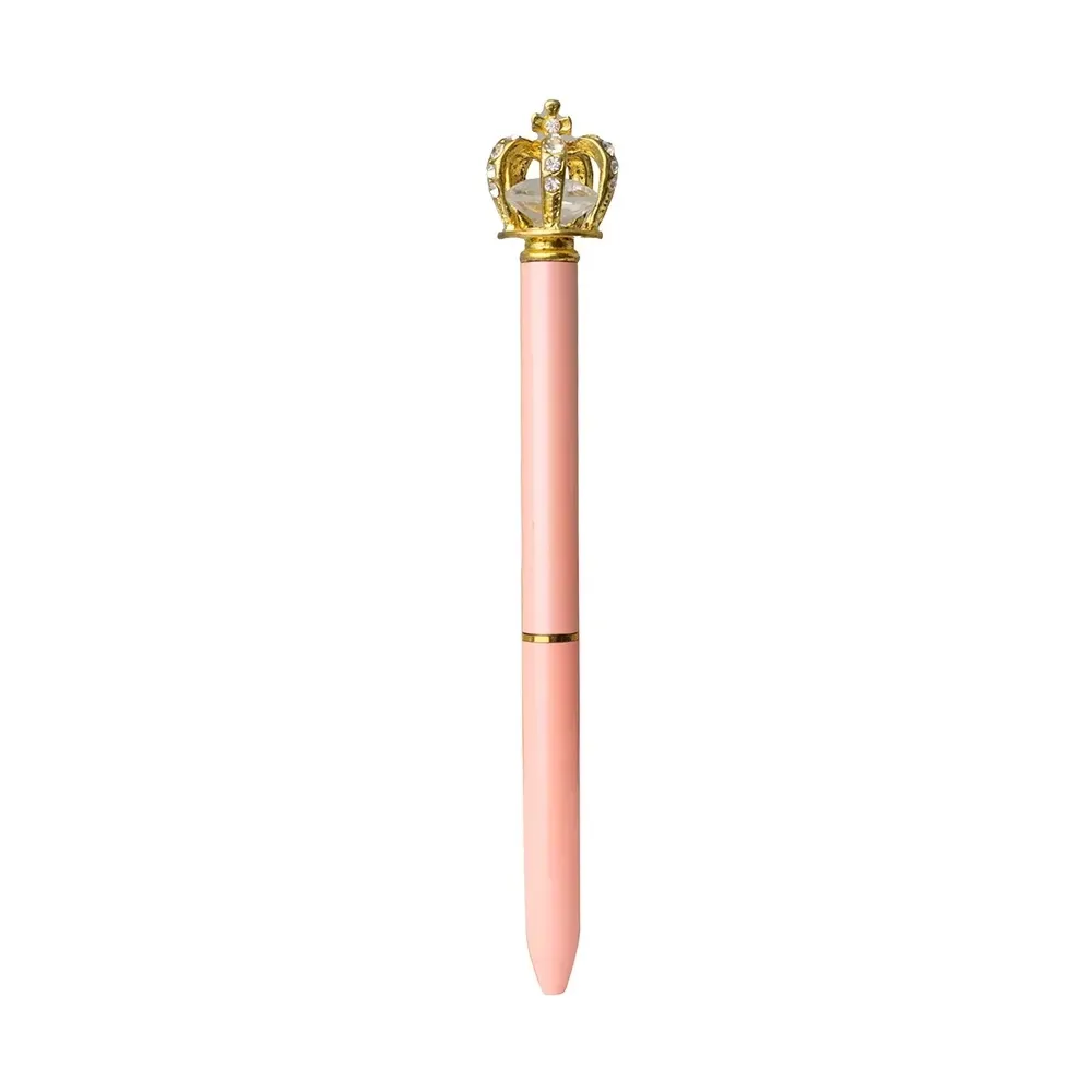 "Caneta metal coroa personalizada rosa claro"