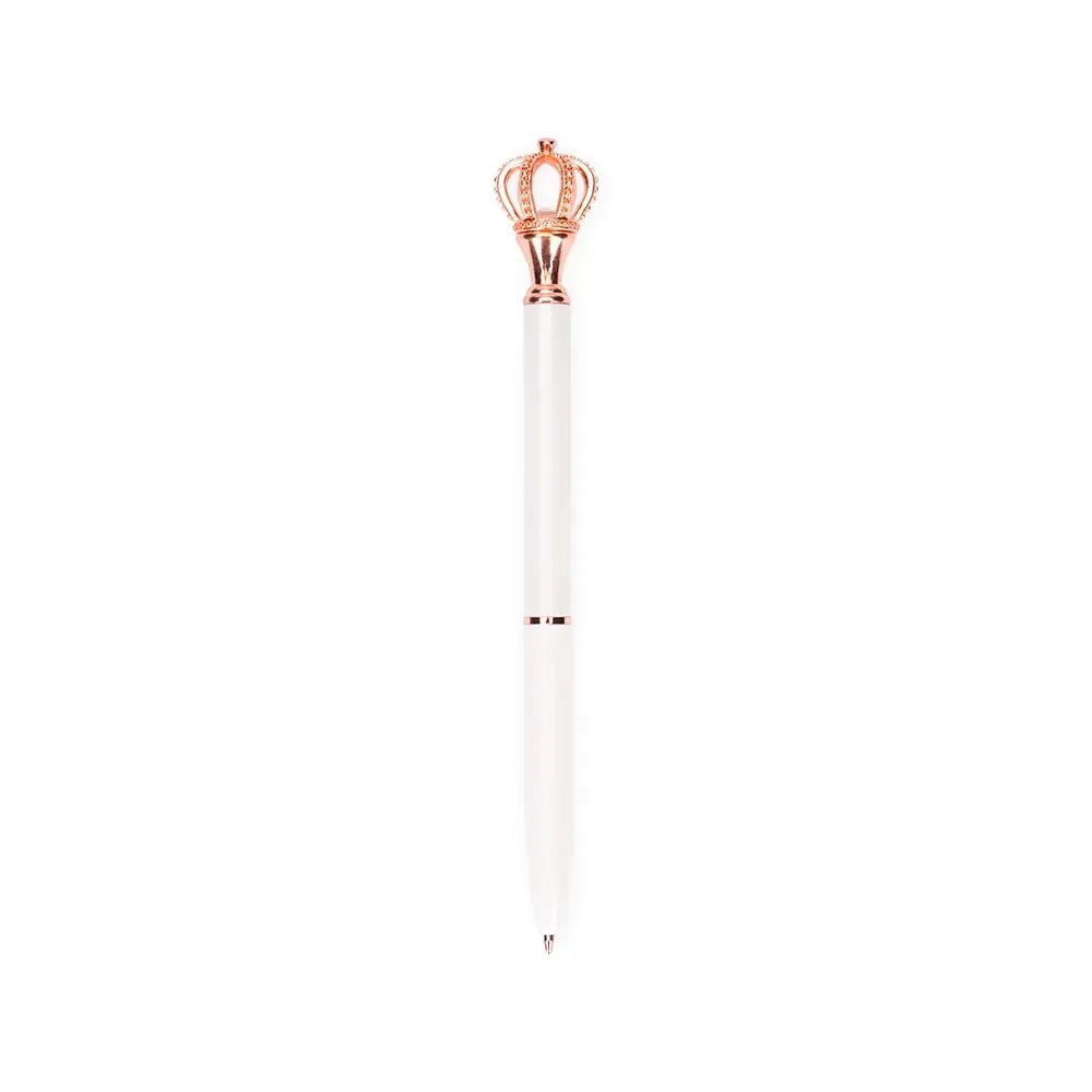 Caneta Metal com Coroa Decorativa personalizada branco