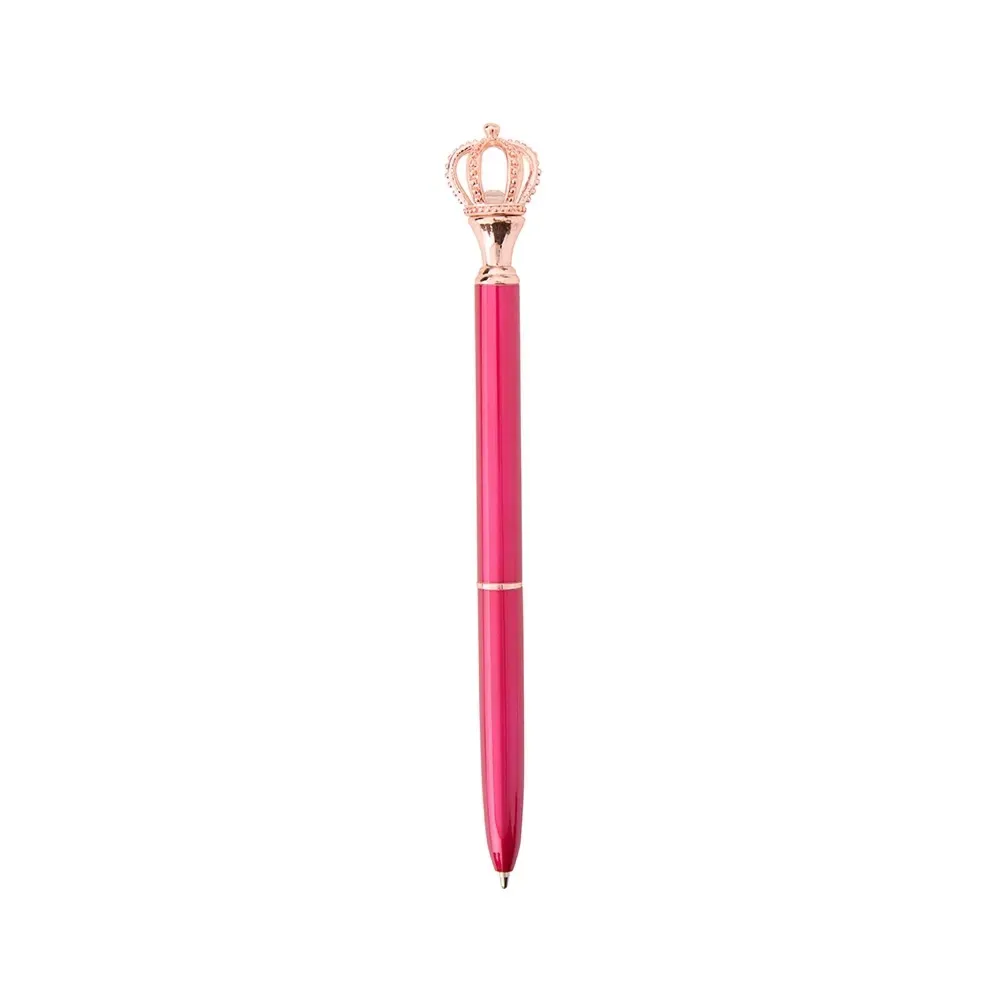 Caneta Metal com Coroa Decorativa personalizada pink