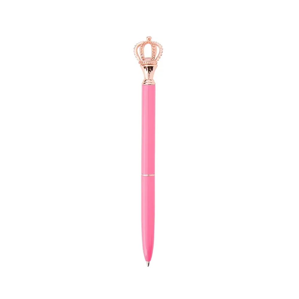 Caneta Metal com Coroa Decorativa personalizada rosa escuro