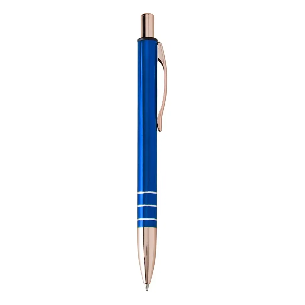 Caneta metal personalizada corpo curto azul