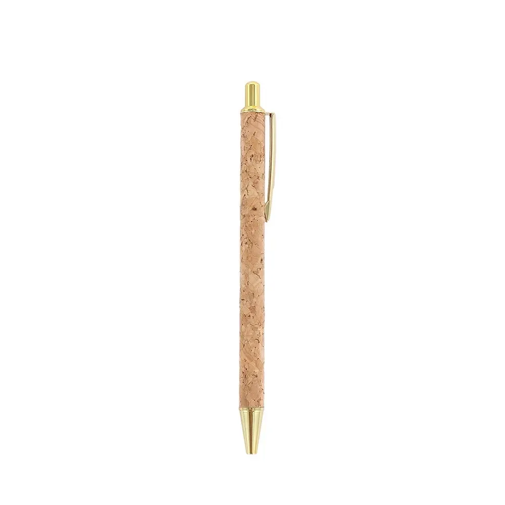 "Caneta de Metal e Cortiça Personalizada dourado"