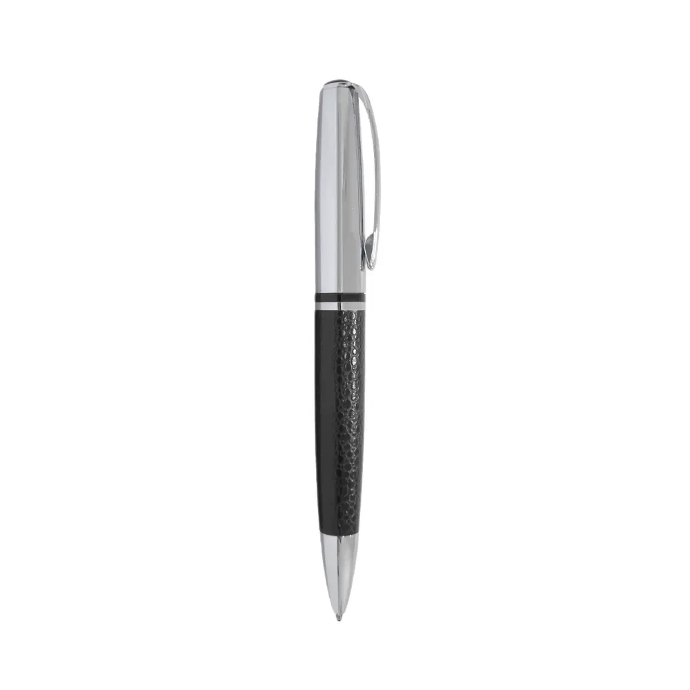 Caneta executiva personalizada metal com couro sintético cor preto