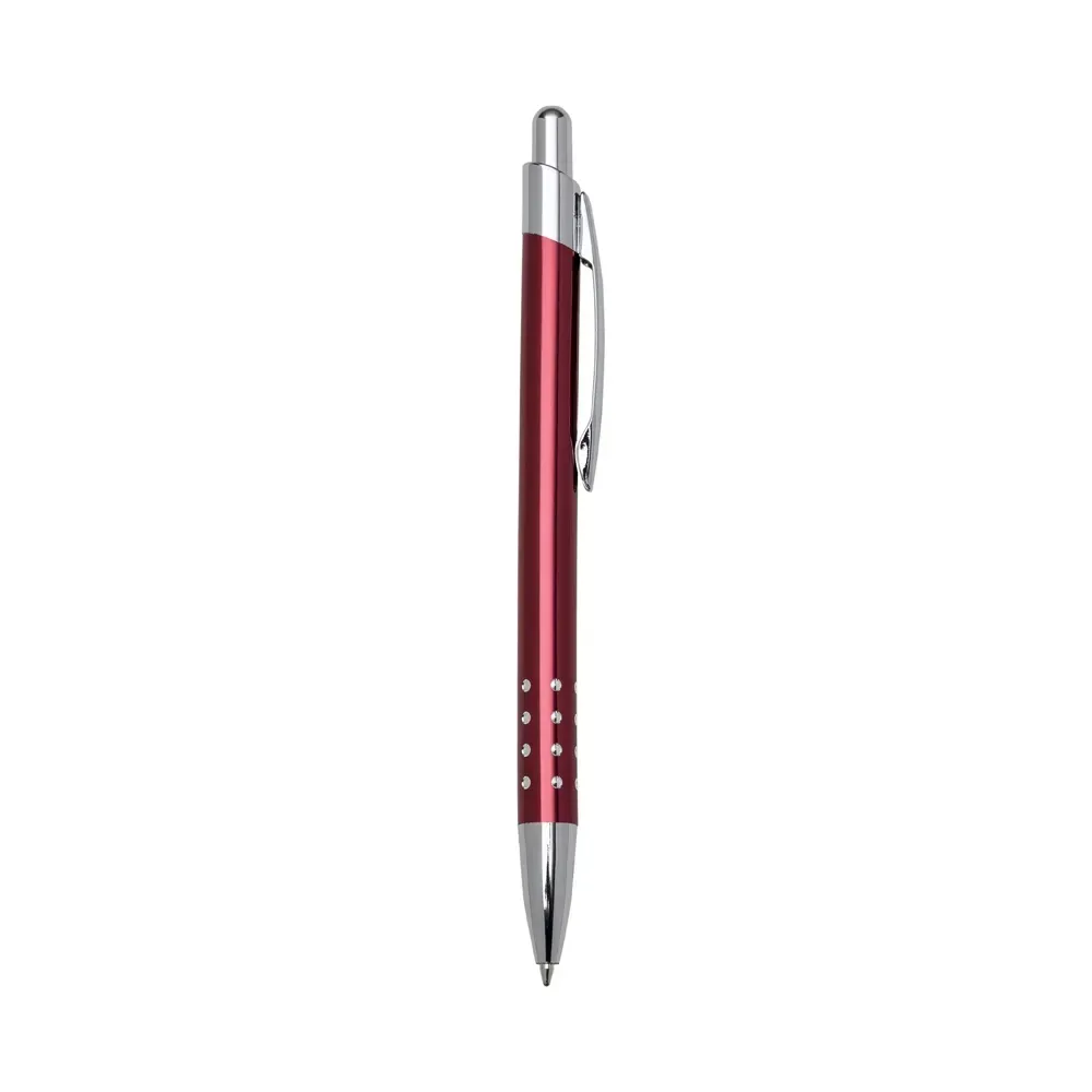 Caneta executiva personalizada metal com detalhes em cristal cor vermelho