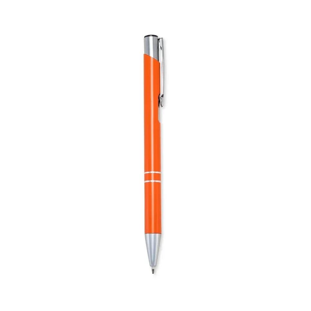 Caneta executiva personalizada metal com detalhe plástico cor laranja