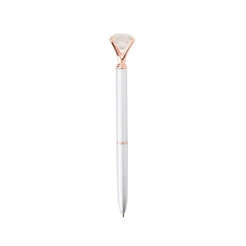 Caneta Metal com Diamante Decorativo personalizada prata