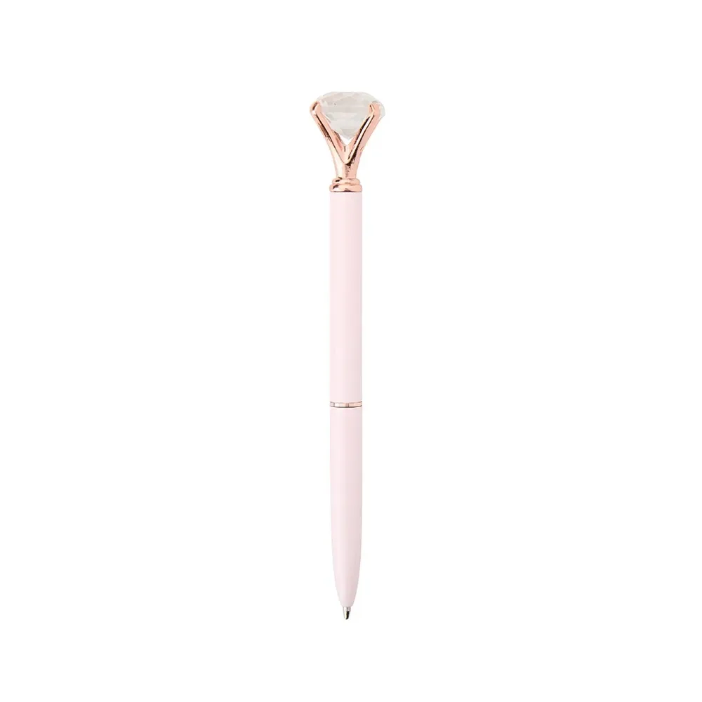 Caneta Metal com Diamante Decorativo personalizada rosa claro