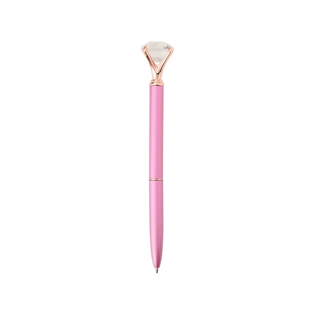 Caneta Metal com Diamante Decorativo personalizada rosa escuro