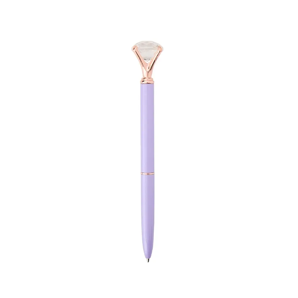 Caneta Metal com Diamante Decorativo personalizada roxo