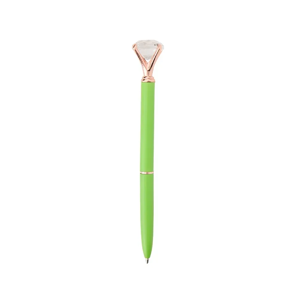 Caneta Metal com Diamante Decorativo personalizada verde