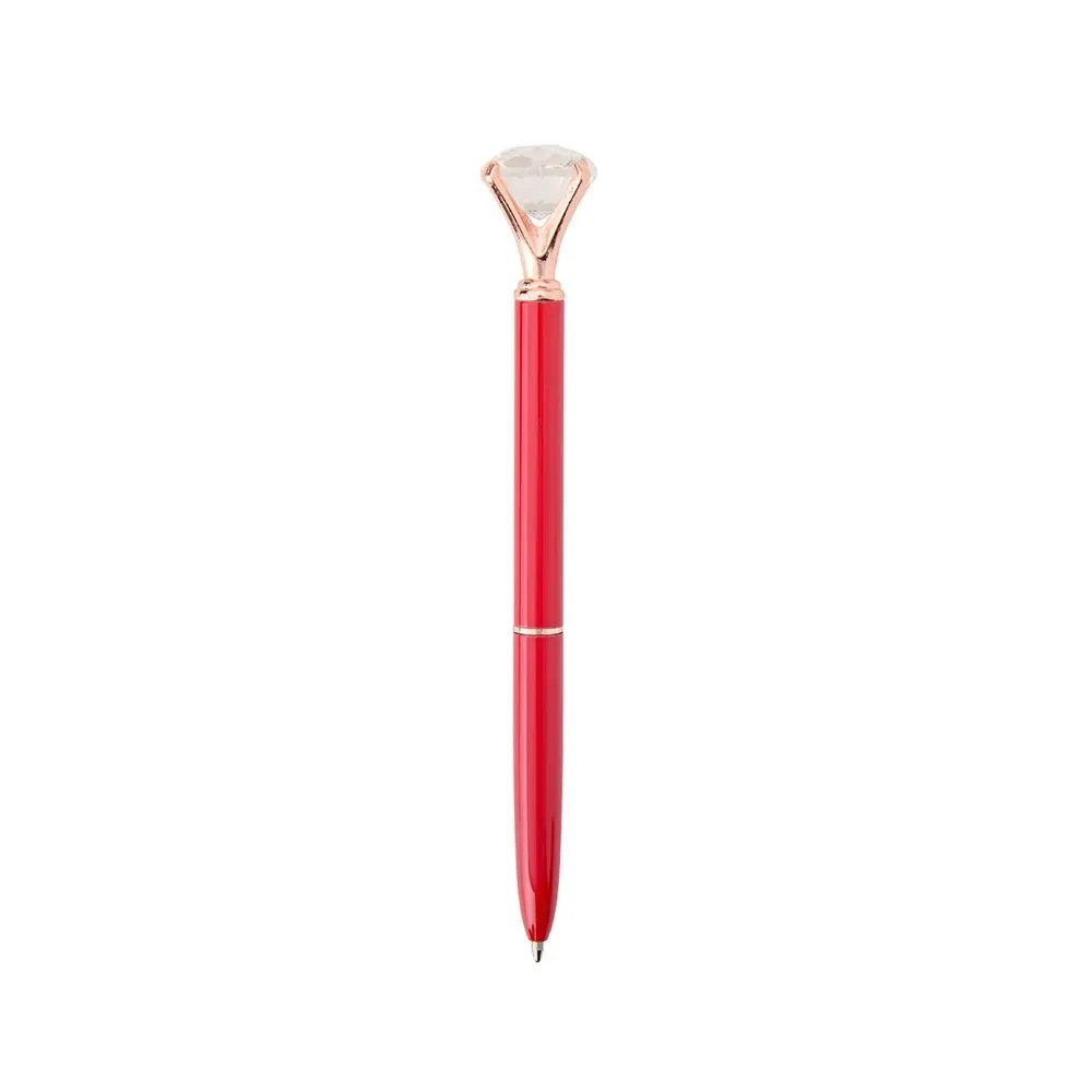Caneta Metal com Diamante Decorativo personalizada vermelho