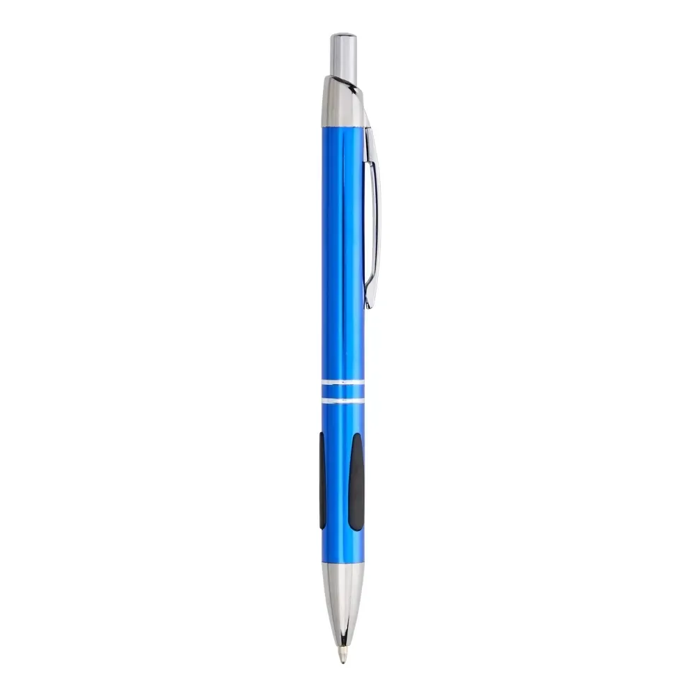 "Caneta Metal Personalizada com Detalhe Emborrachado azul escuro"