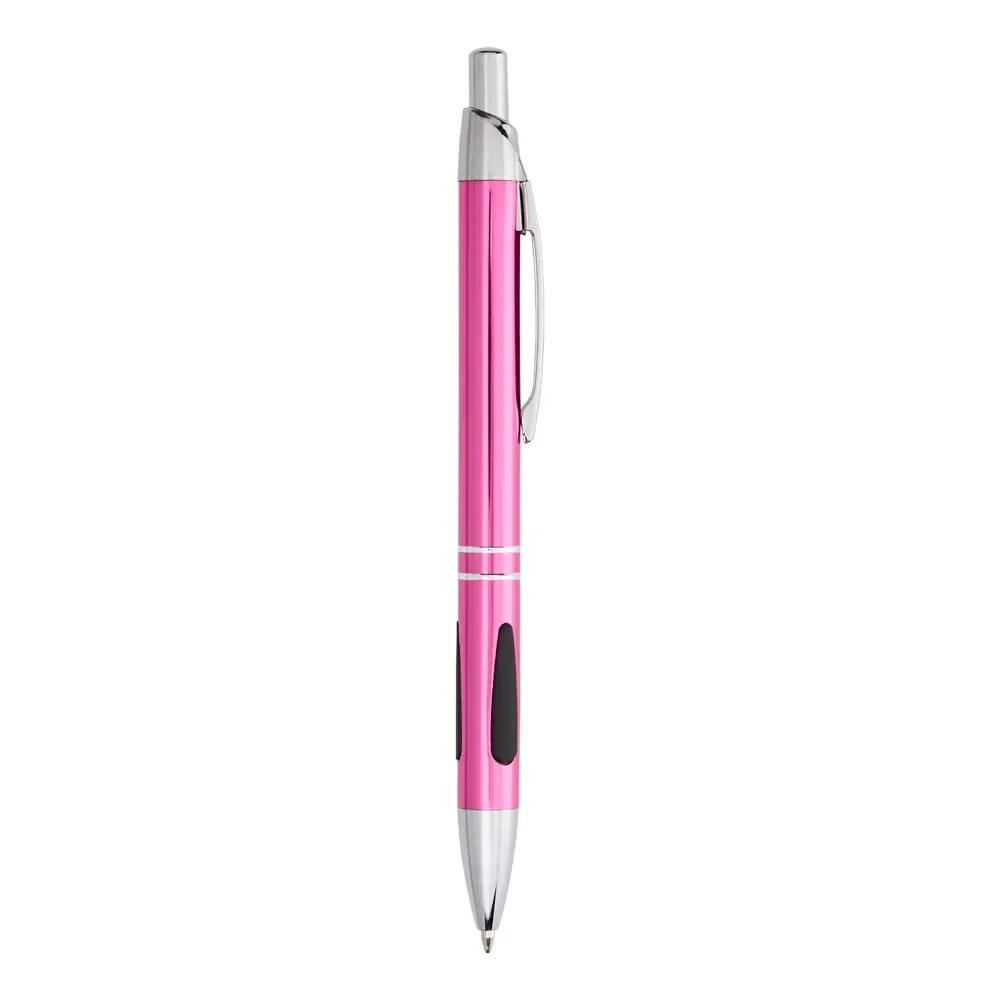 "Caneta Metal Personalizada com Detalhe Emborrachado rosa"