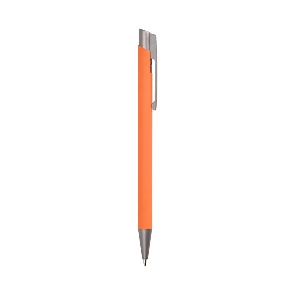 Caneta metal emborrachada personalizada laranja