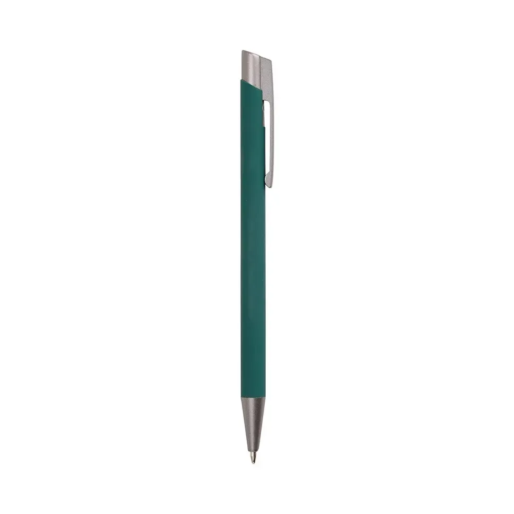 Caneta metal emborrachada personalizada verde claro