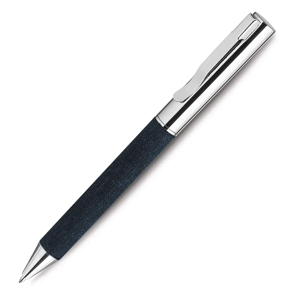 Caneta metal personalizada com estojo RPET na cor azul