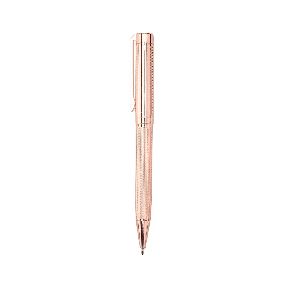 Caneta metálica executiva personalizada rosé com acionamento por rotação